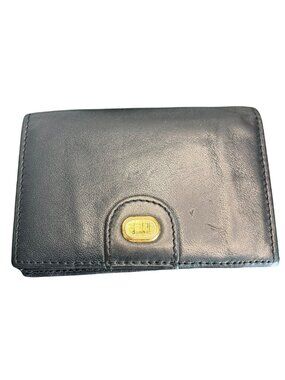 Vintage Dunhill Black Leather Business Card Wallet Black Gold Logo
